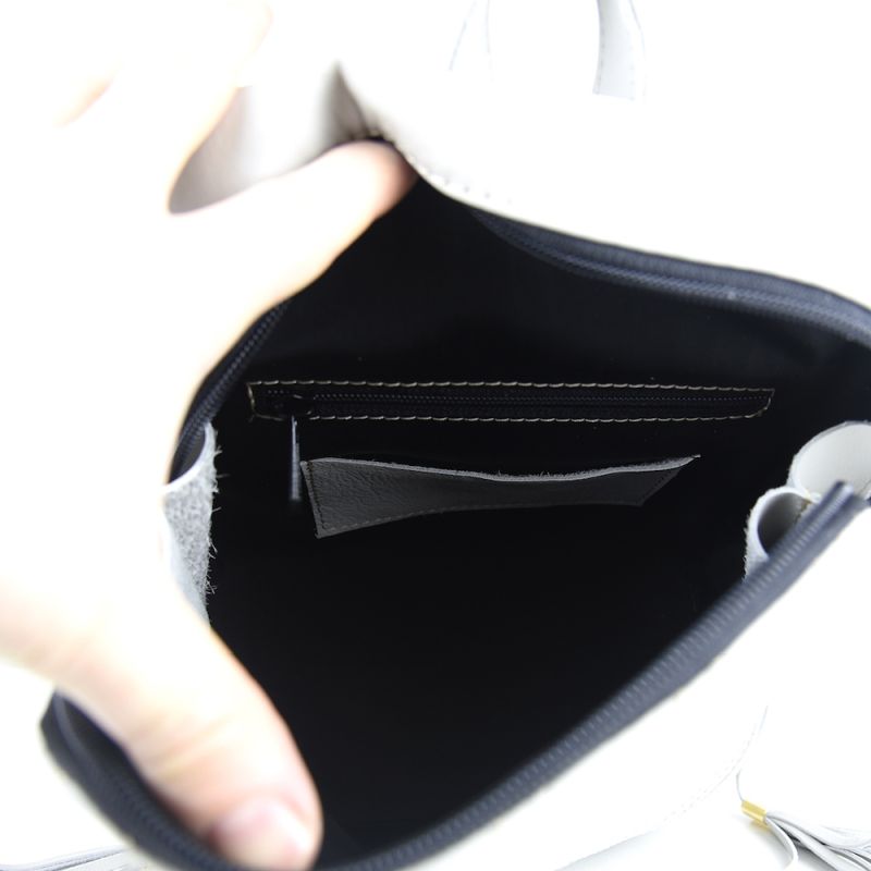 Luxusný dámsky kožený ruksak z prírodnej kože v šedej farbe