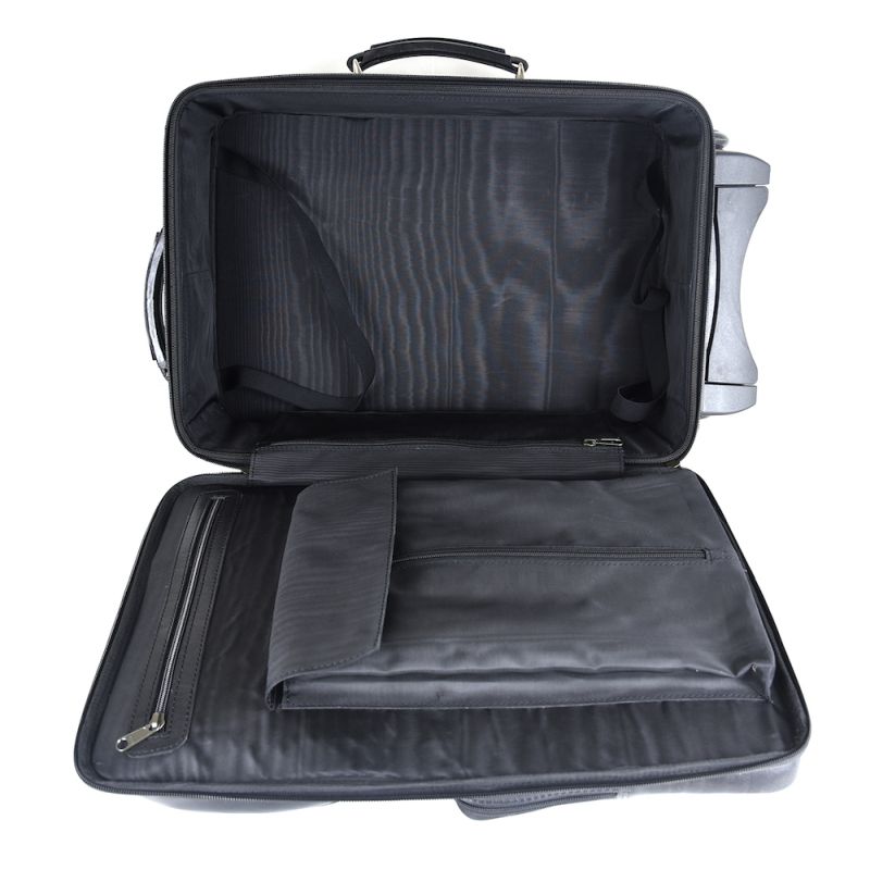 Celokožený cestovný kufor č.8280 s mechanikou v čiernej farbe, tmavé kovanie