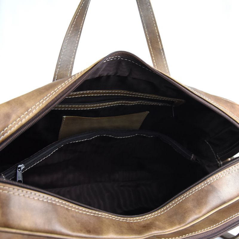 Ručne pletená kožená cestovná taška č.8282 v hnedej farbe