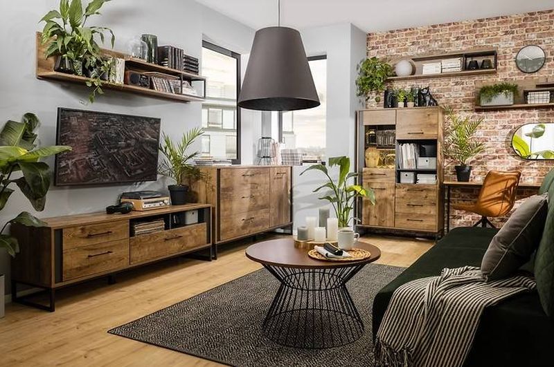 Komoda, 160cm, kombinovaná, grafit, dub ribbeck, BRW LUTON KOM1D3S