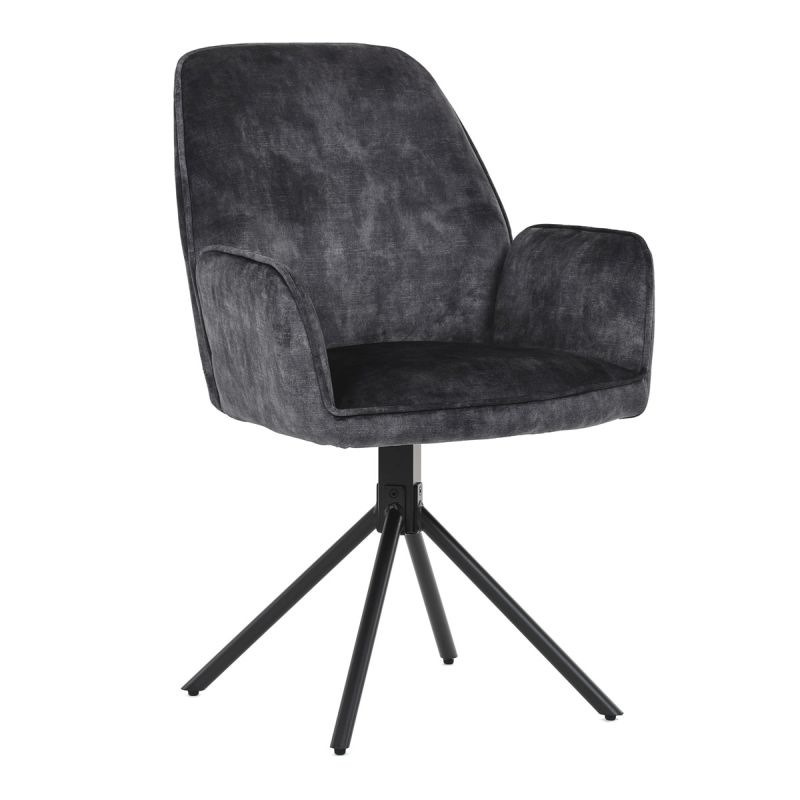 Jedálenská stolička, čierna, zamatová, látka, HC-511 BK4