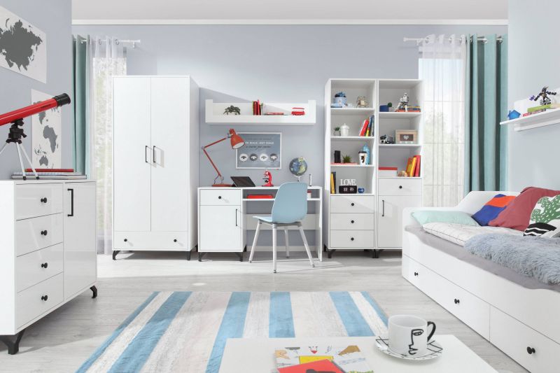 Komoda, 140cm, kombinovaná, biela, BERGEN BE6