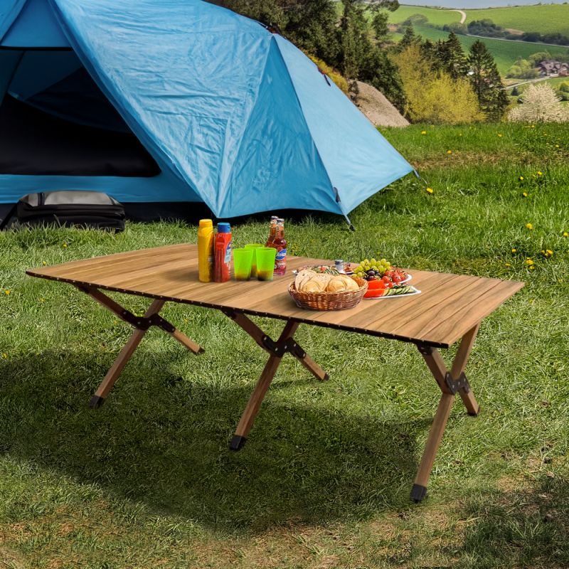 Kempingový stôl, 120x60cm, hnedý, ARTUR