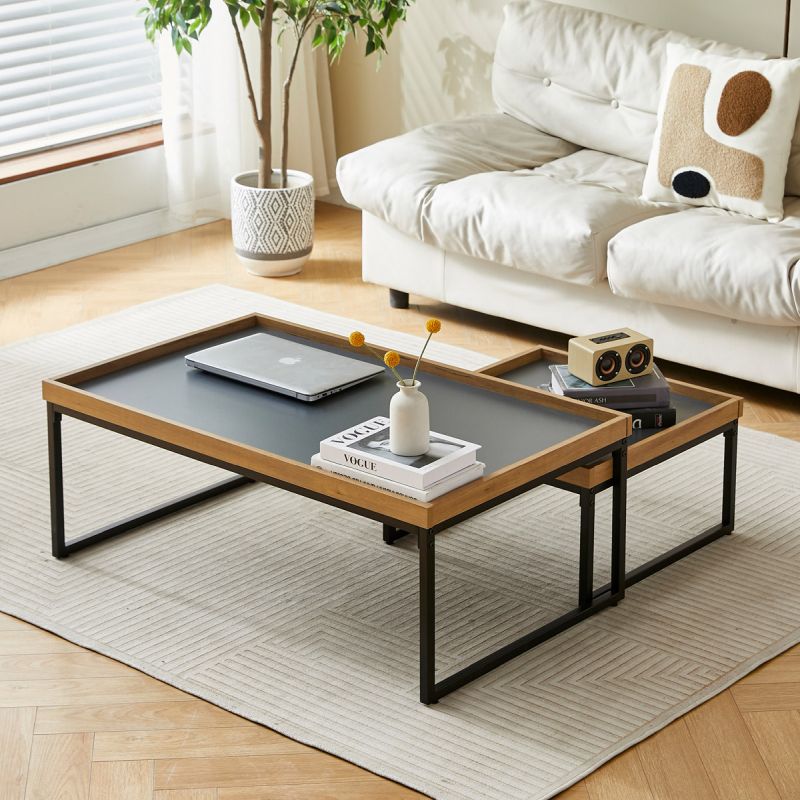 Konferenčný stolík 100x60 cm, MDF, sivá, dub, CT-611 OAK