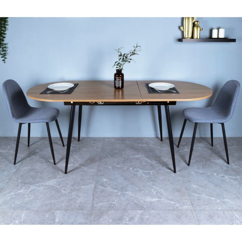 Jedálenský stôl, 150x80cm, rozkladací, MDF, dub, čierny, TAMERON