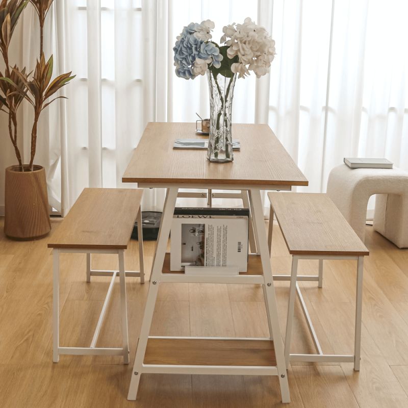 Jedálenský set 1+2, 120x60cm, MDF, dub, biely, ZAFAR