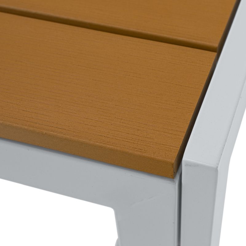 Záhradný stôl, 150x90cm, biela oceľ, polywood dub, BONTO