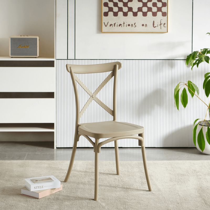 Stohovateľná stolička, sivohnedý plast, SAVITA