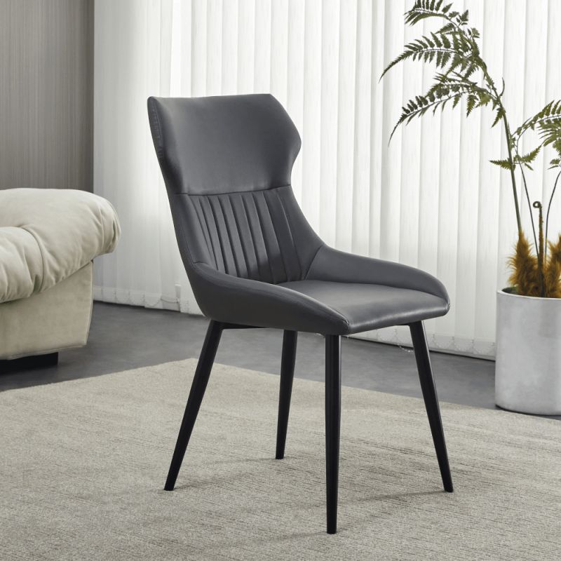 Jedálenská stolička, tmavosivá ekokoža, nohy kov čierny, SAGARA