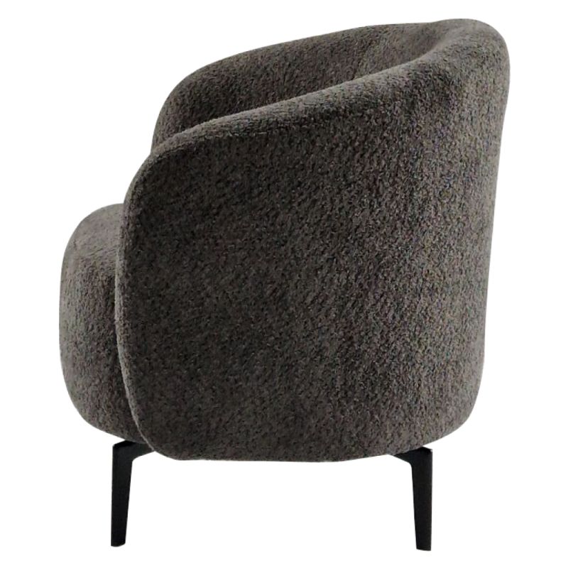 Dizajnové kreslo, kov čierny, sivohnedá Taupe látka, PRESO