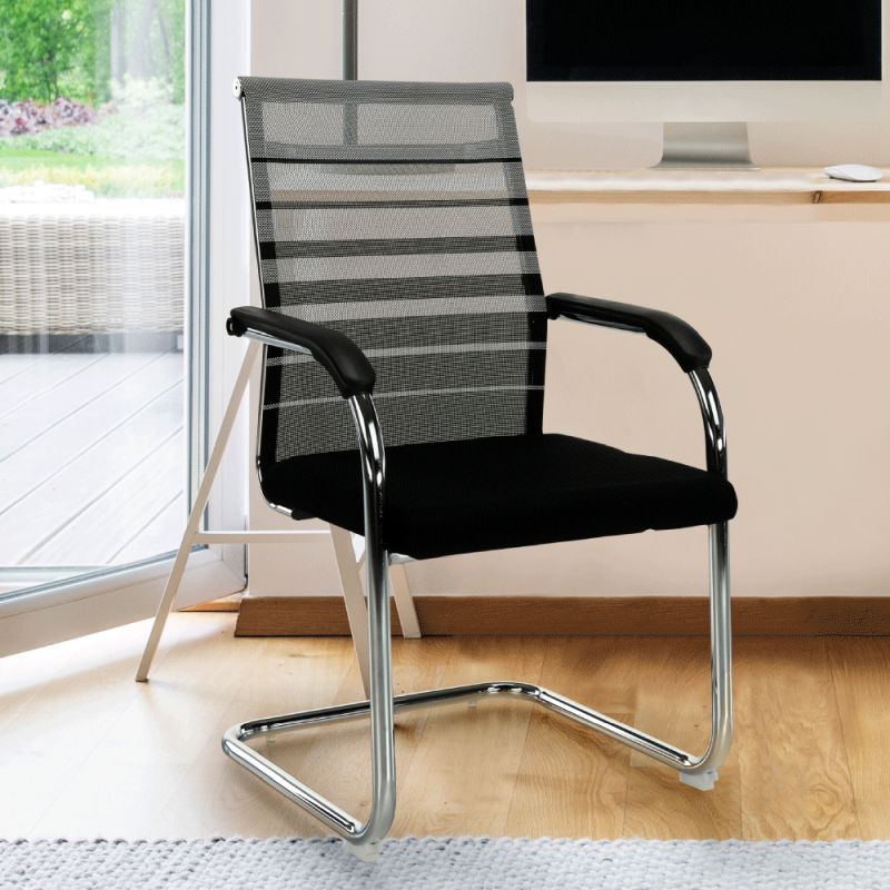 Zasadacia stolička, sivá a čierna sieťovina, kov strieborný, ESIN