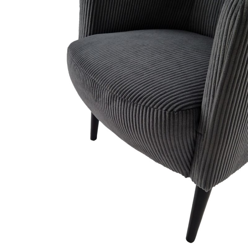 Kreslo, celočalúnené, drevo čierne, sivá látka, ALIEN