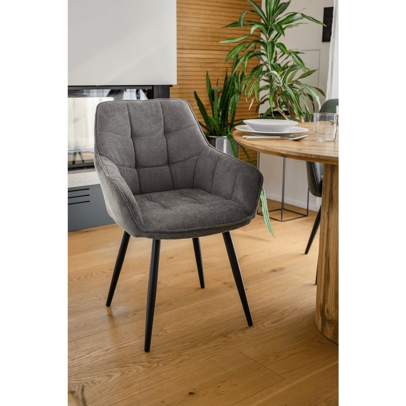 Dizajnové kreslo, sivá látka, nohy kov čierny, MARKEN