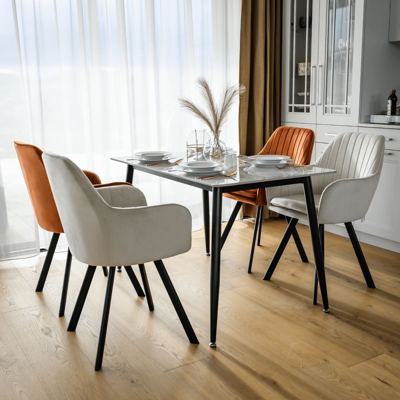 Dizajnové kreslo, béžovosivá Velvet látka, nohy kov čierny, AURIL