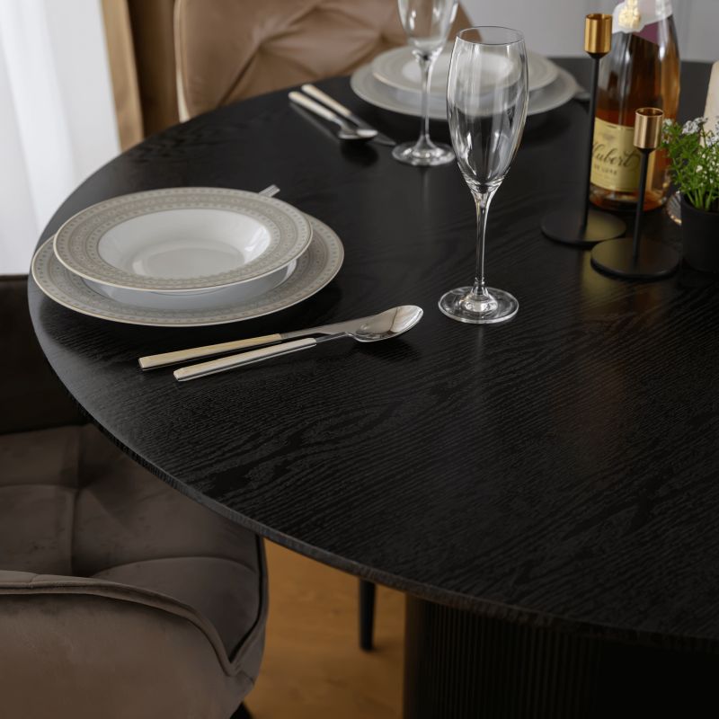 Jedálenský stôl, okrúhly 120cm, MDF, čierny, MAHIR TYP 2