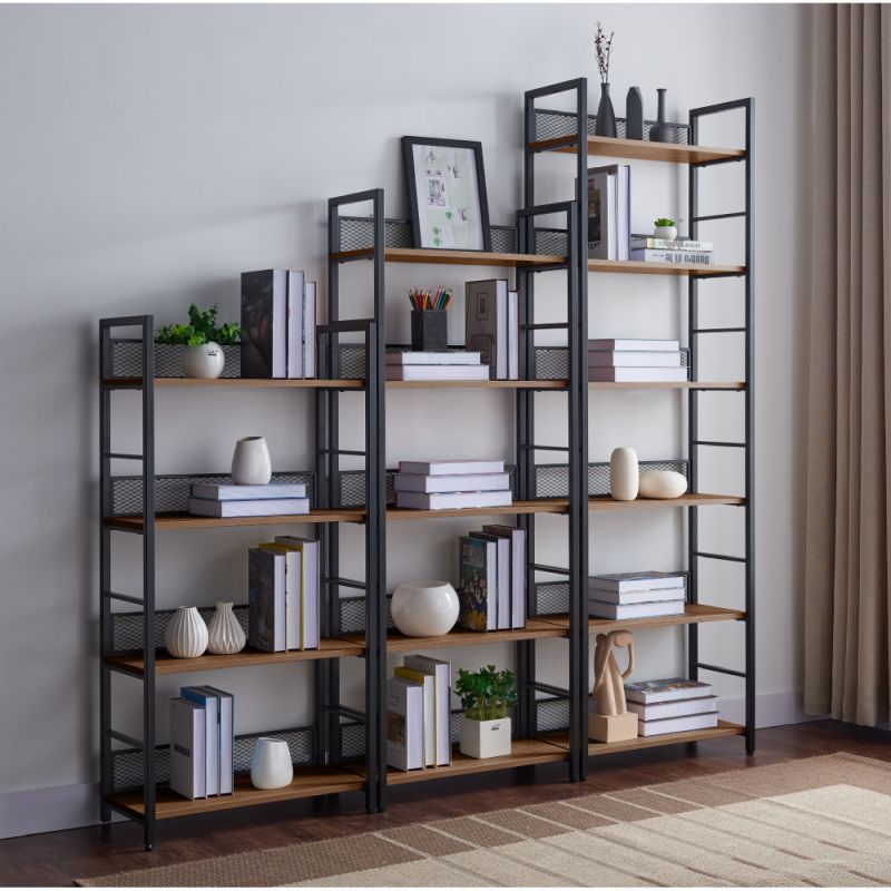 Regál, 60cm, čierny, dub, KELER TYP 1