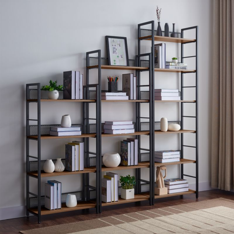 Regál, 60cm, čierny, dub, KELER TYP 3