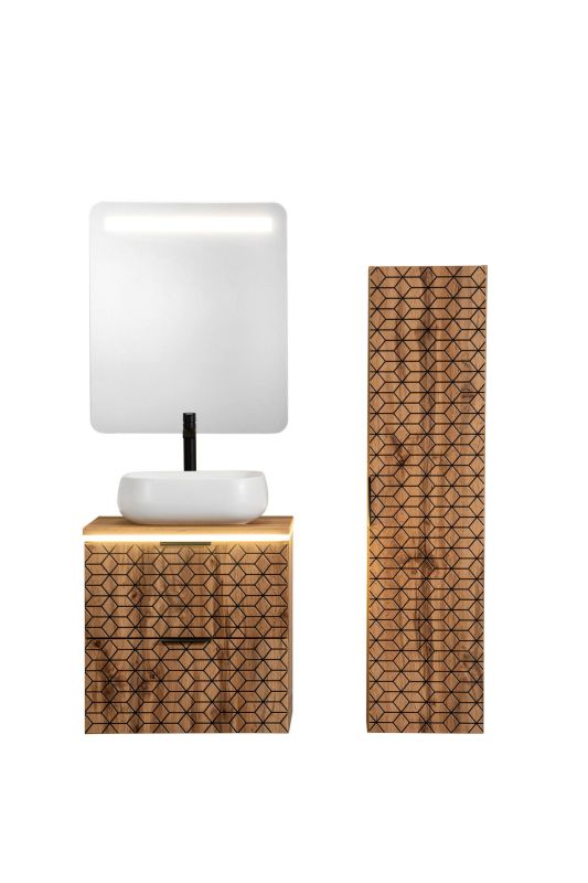 Skrinka do kúpeľne, 35cm, dub wotan, čierna, DIAMOND 83-01-D-1D