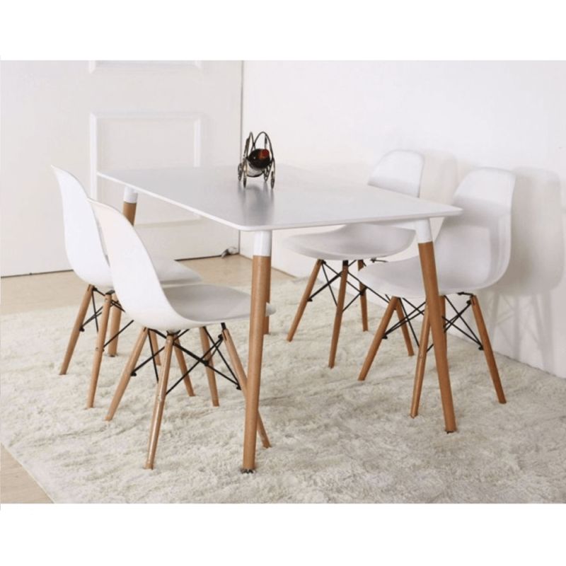 Jedálenský stôl, 120x80cm, MDF, biely, buk, DIDIER 5 NEW