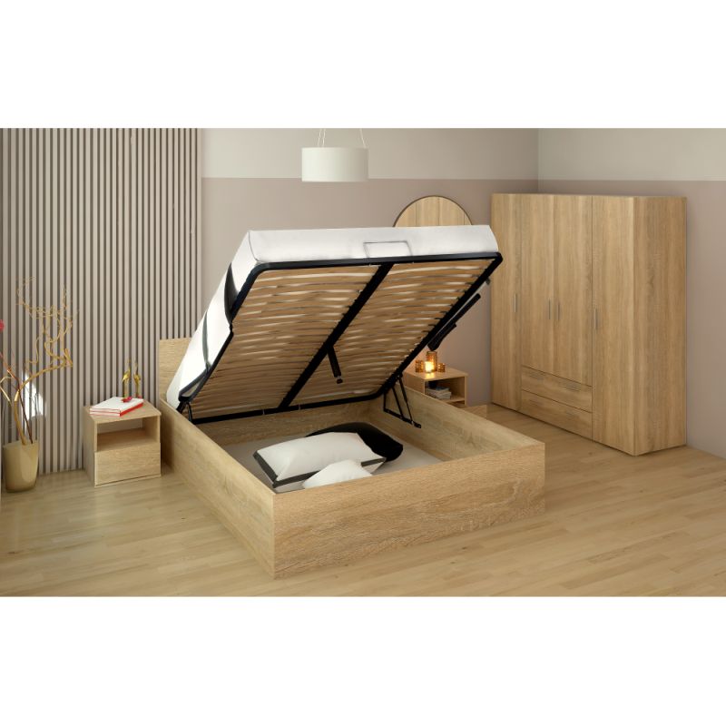 Manželská posteľ, 160x200, s roštom, dub sonoma, DOLI