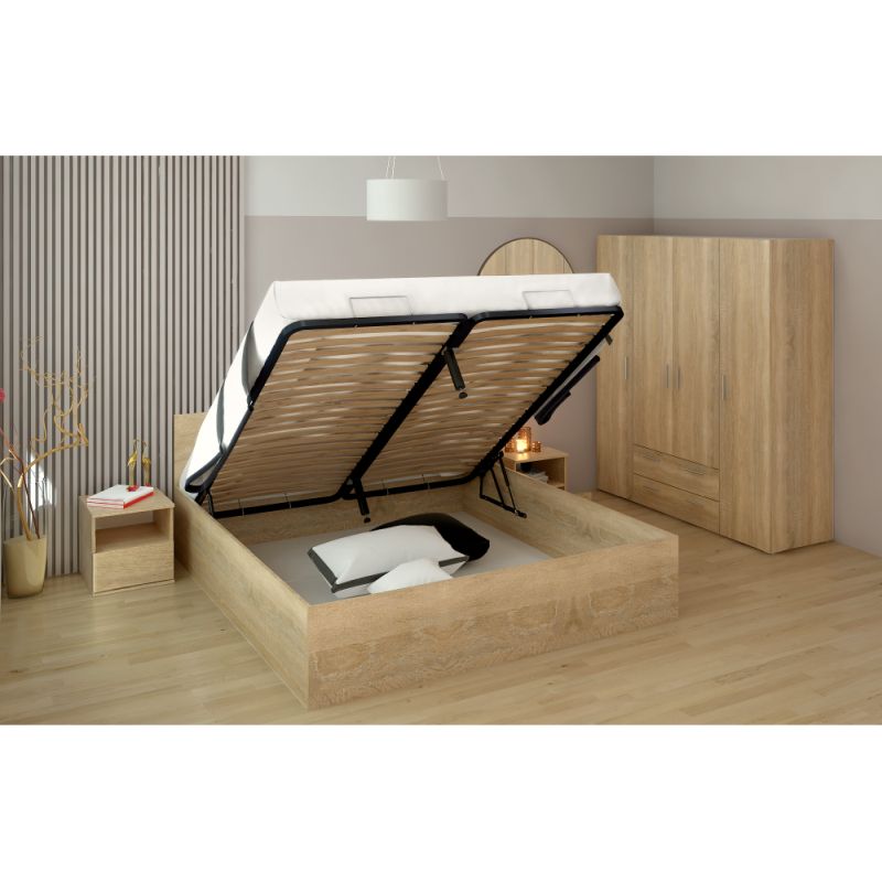 Manželská posteľ, 180x200, s roštom, dub sonoma, DOLI