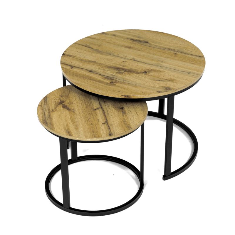 Set konferenčných stolíkov, 70x70cm, MDF, divoký dub, CT-X7122 OAK