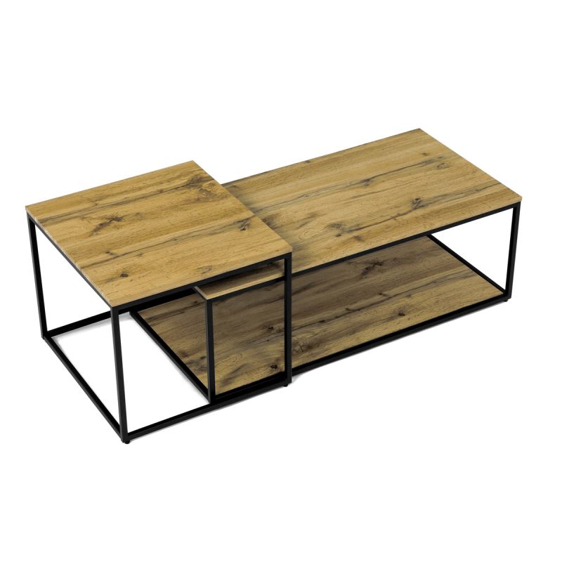 Set konferenčných stolíkov, 100x50cm, MDF, divoký dub, CT-X7123 OAK