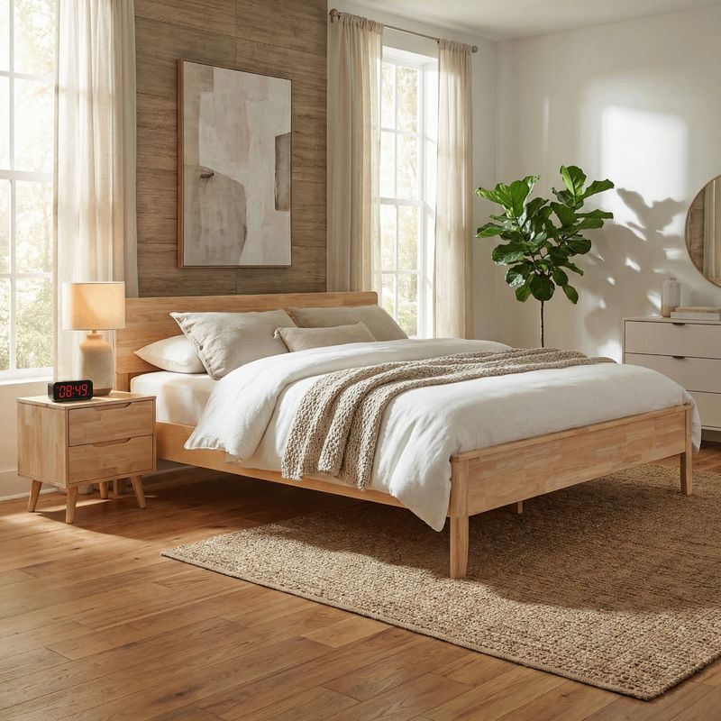 Manželská posteľ, 180x200, s roštom, masív, prírodná, NOEMI