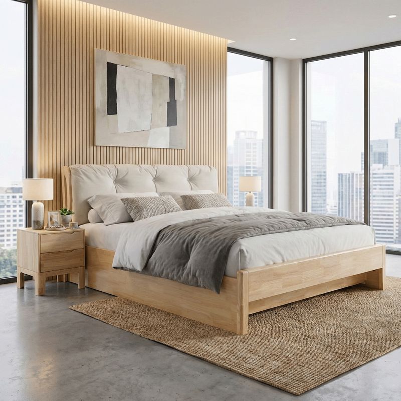 Manželská posteľ, 180x200, s roštom, prírodná, FLORENCIA