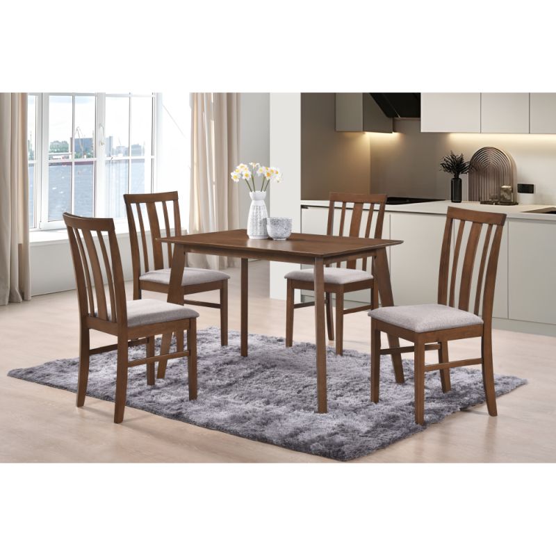 Jedálenský set 1+4, 110x70cm, MDF, orech, látka béžová, ROIS SET