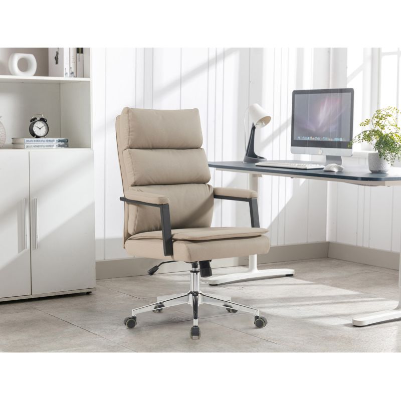 Kancelárske kreslo, béžová, ekokoža, 120 kg, KA-D8104 SIL