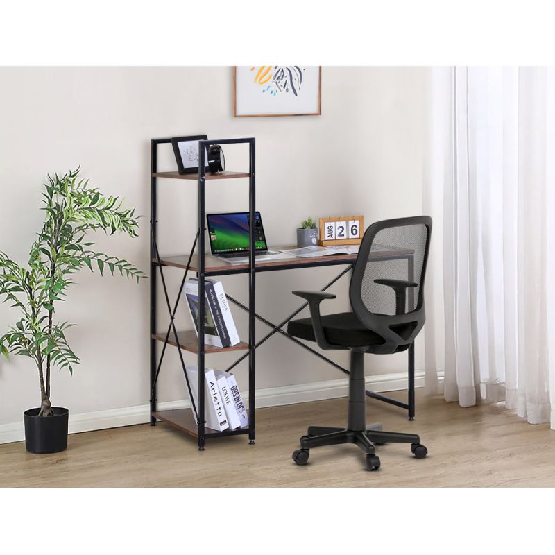 Pracovný stôl s regálom, 100x48cm, MDF, staré drevo, GD-512 OLW