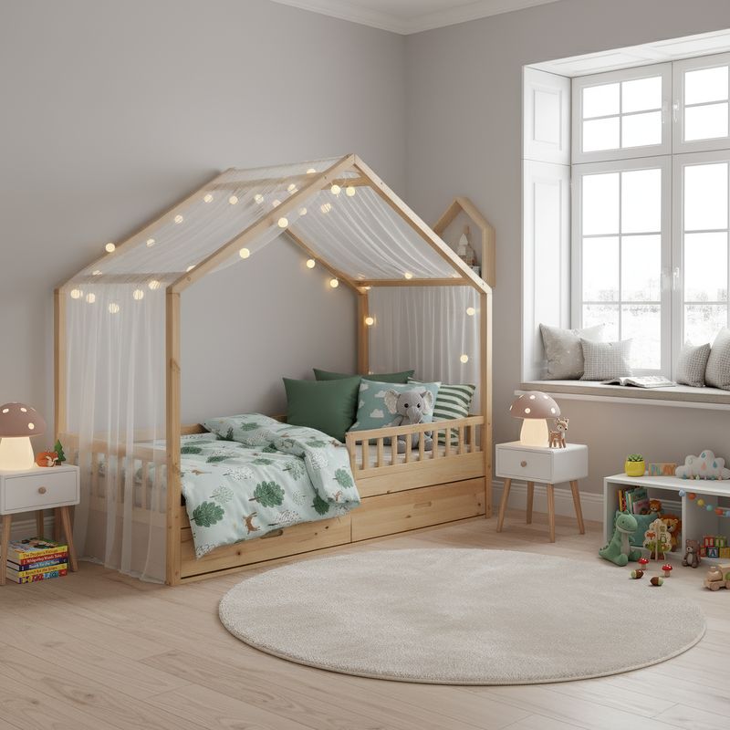 Montessori posteľ, 90x200, prírodná, masív, BIANKA