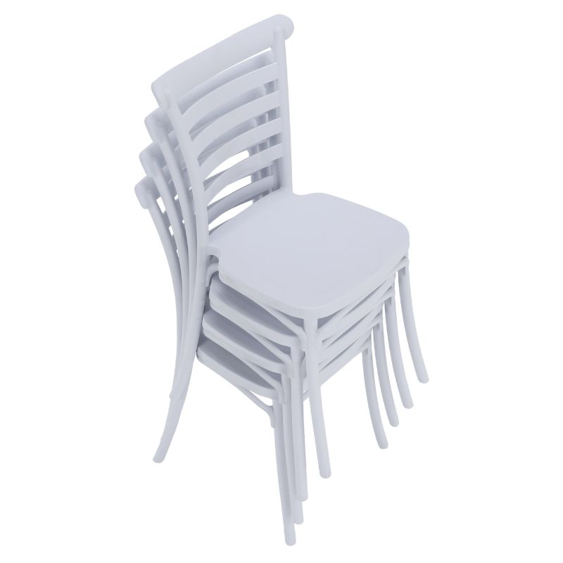 Stohovateľná stolička, biely plast, SAVITO