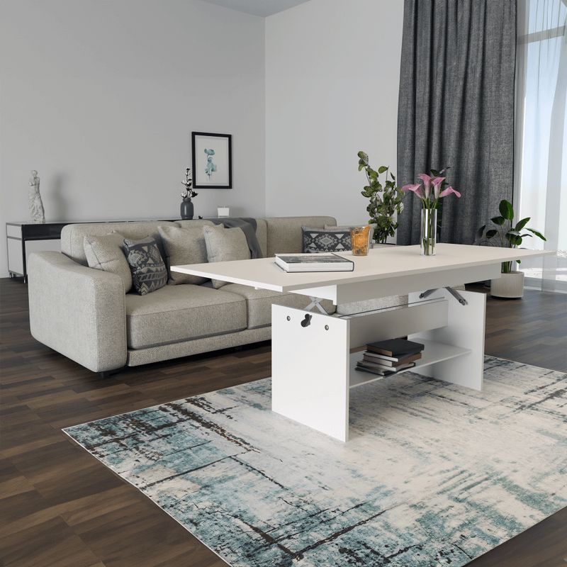 Jedálenský a konferenčný stôl, 120x70cm, rozkladací, DTD, biely, LAVKO NEW