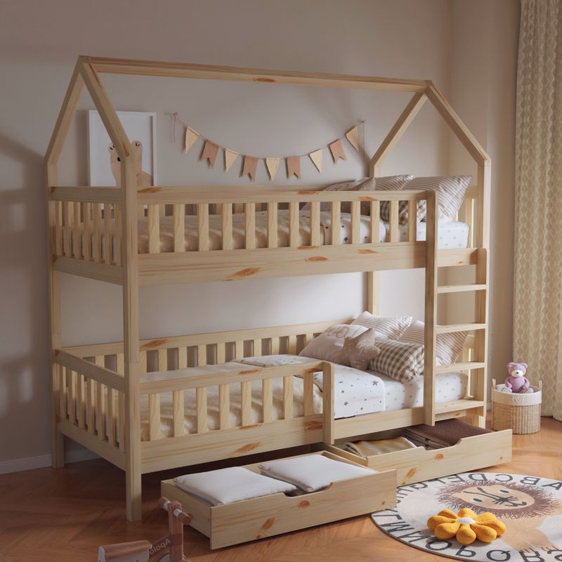 Montessori poschodová posteľ,  90x200, prírodná, VENITA TYP 2