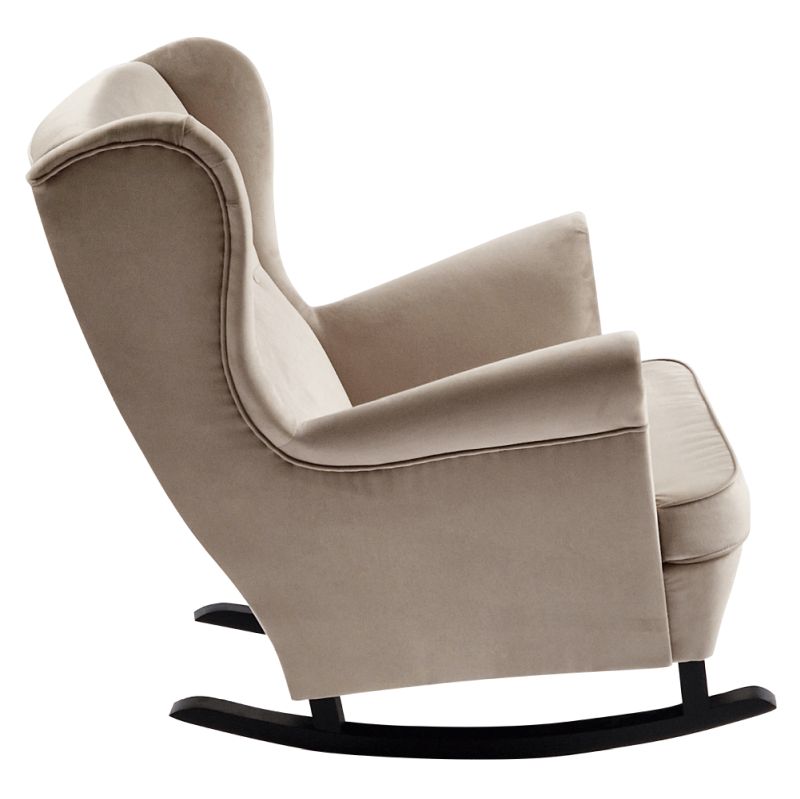 Hojdacie kreslo, ušiak, čierne drevo, béžová látka, TEJA