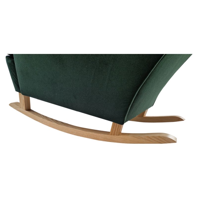 Hojdacie kreslo, ušiak, drevo buk, zelená látka, TEJA