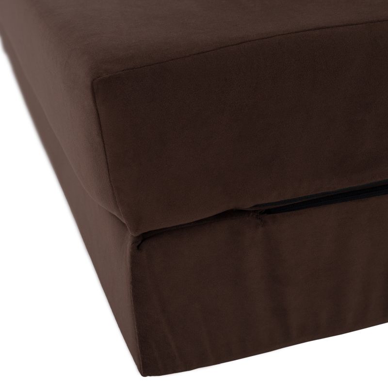 Skladací matrac/kreslo, 2v1, hnedá, VEDIS