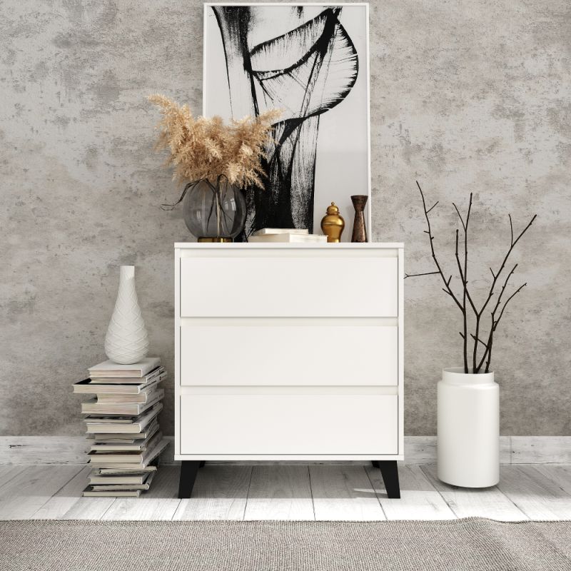 Komoda, 70cm, 3-zásuvková, biela, BOGAN 3S70