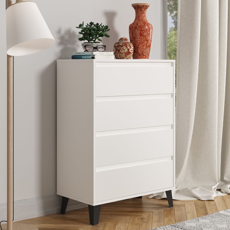 Komoda, 70cm, 4-zásuvková, biela, BOGAN NEW 4S70