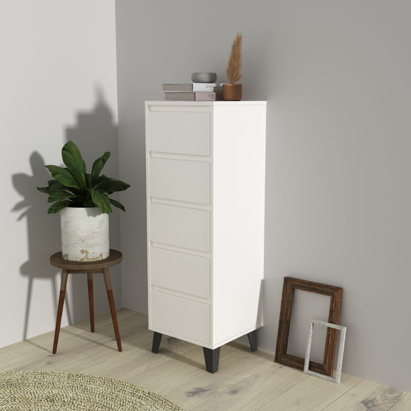 Komoda, 40cm, 5-zásuvková, biela, BOGAN 5S40