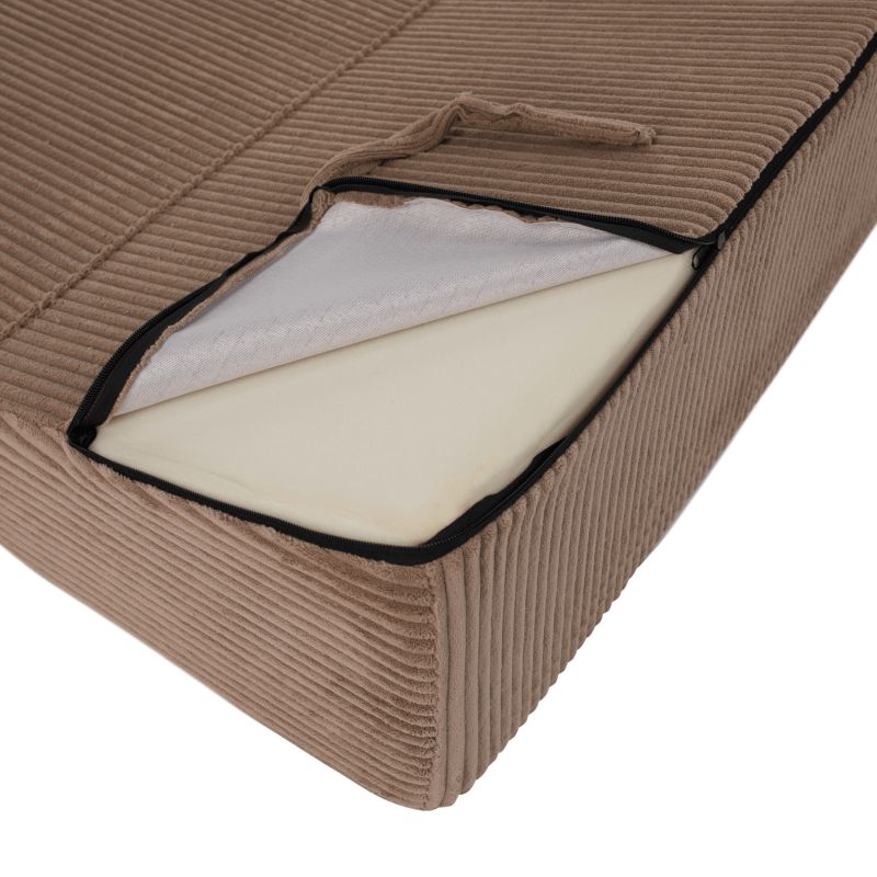 Skladací matrac/kreslo, 2v1, svetlohnedá, PELOS