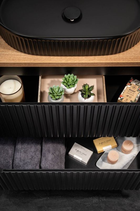 Skrinka pod umývadlo, 50cm, čierna, NOVA BLACK 82-50-2S