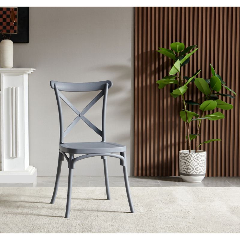 Stohovateľná stolička, sivý plast, SAVITA