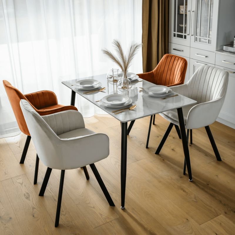 Jedálenský stôl, 121x71cm, keramika, biely, čierny, FLORENC TYP 1