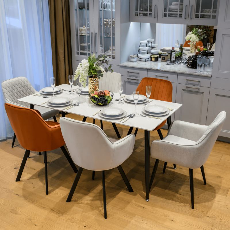 Jedálenský stôl, 160x80cm, keramika, biely, čierny, FLORENC TYP 2