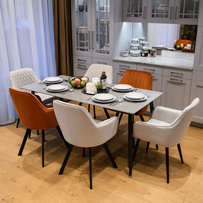 Jedálenský stôl, 160x80cm, keramika, sivý, čierny, FLORENC TYP 2