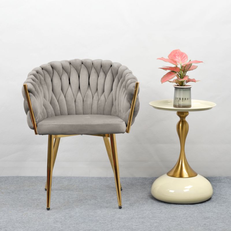 Jedálenské kreslo, sivohnedá Taupe Velvet látka, nohy gold chróm zlatý, DEILA