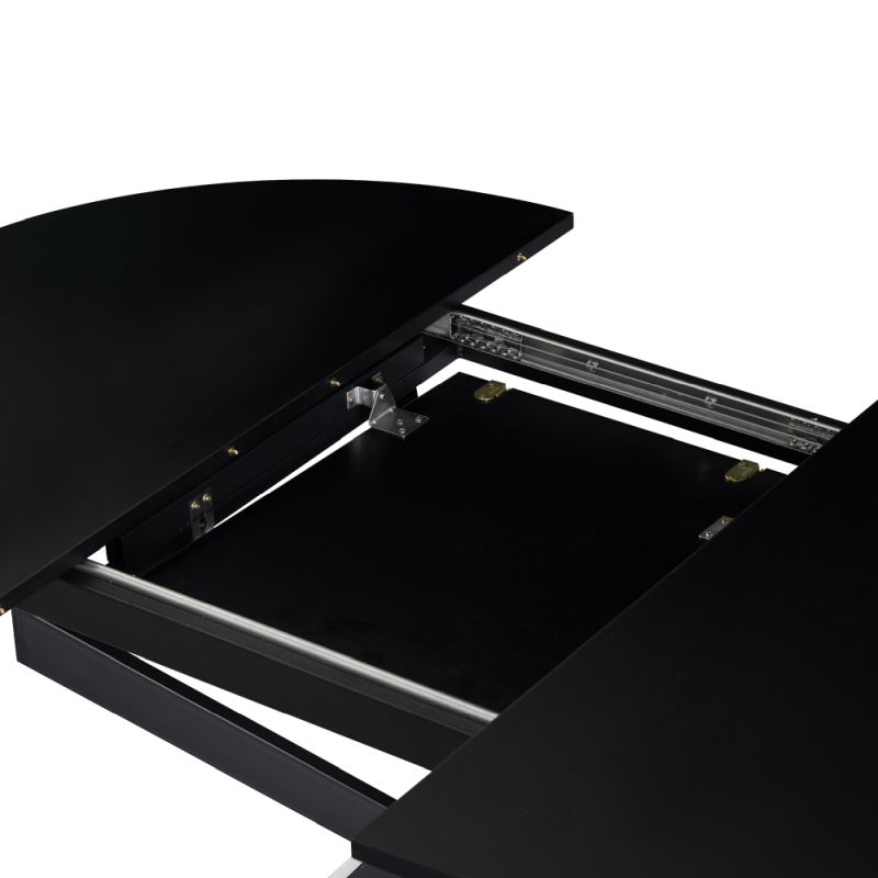 Jedálenský stôl, okrúhly, 100cm, rozkladací, MDF, čierny, ABERO TYP 1